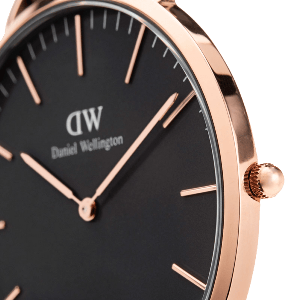 DW Classic Cornwall Black Rose Gold Watch