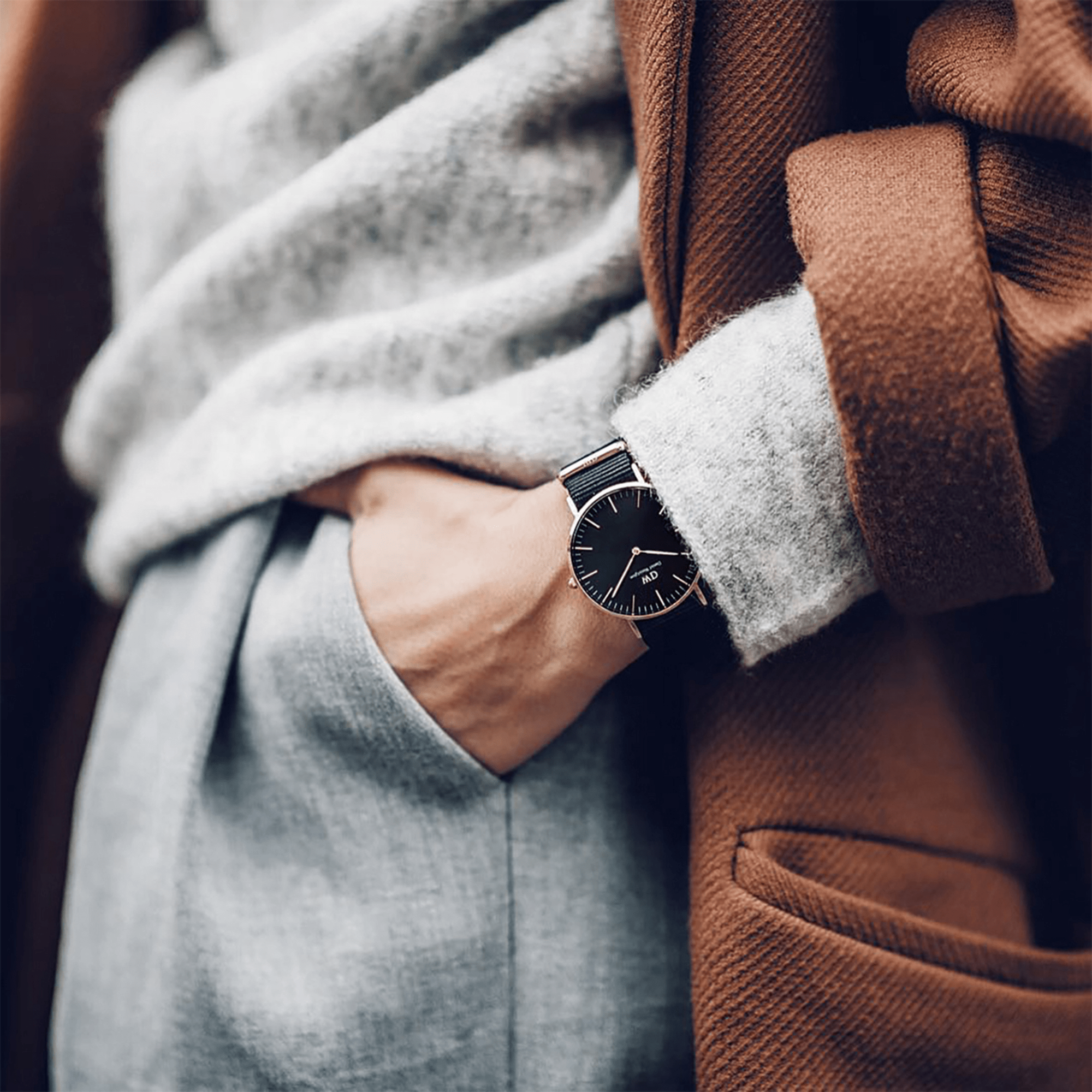 DW Classic Cornwall Black Rose Gold Watch